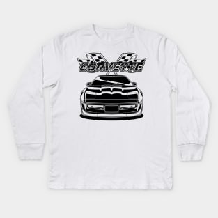 Corvette (Black Print) Kids Long Sleeve T-Shirt